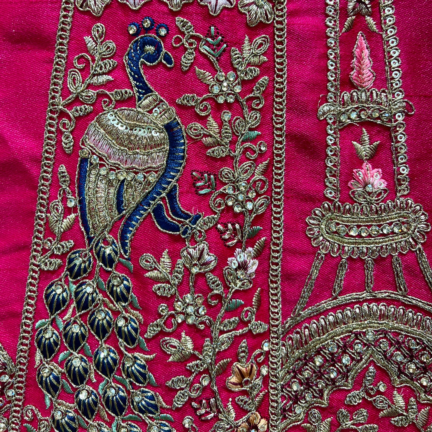 Sangria : Double Dupatta Minimal Rani Pink Bridal Lehenga