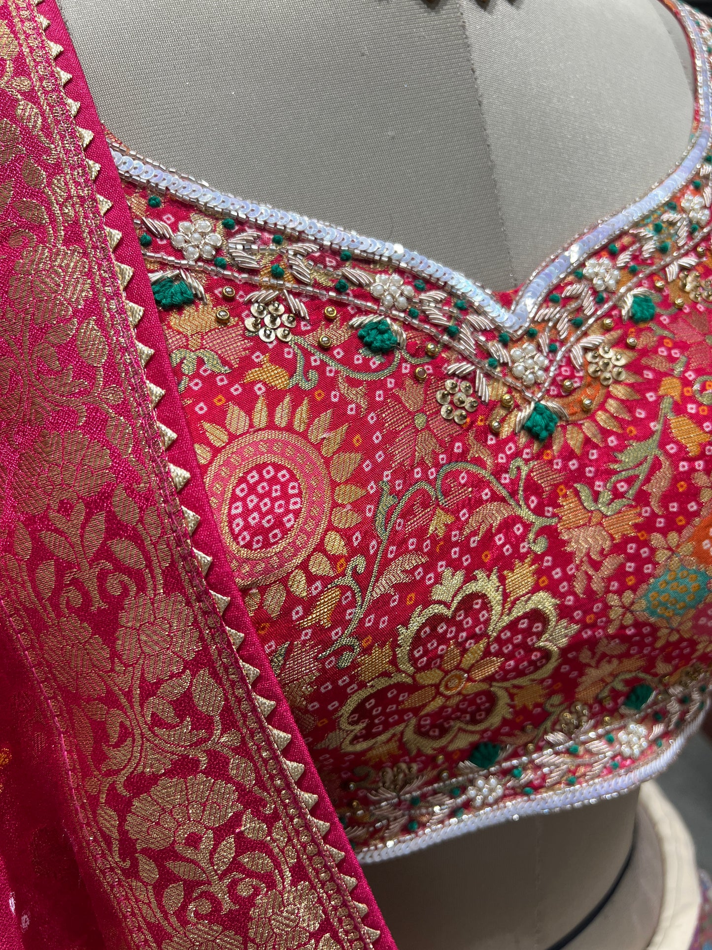 Vantara - Multicolor Premium Silk Position Print Patola Lehenga