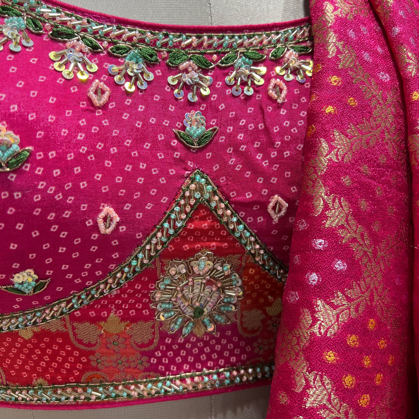 Vantara - Multicolor Premium Silk Position Print Patola Lehenga