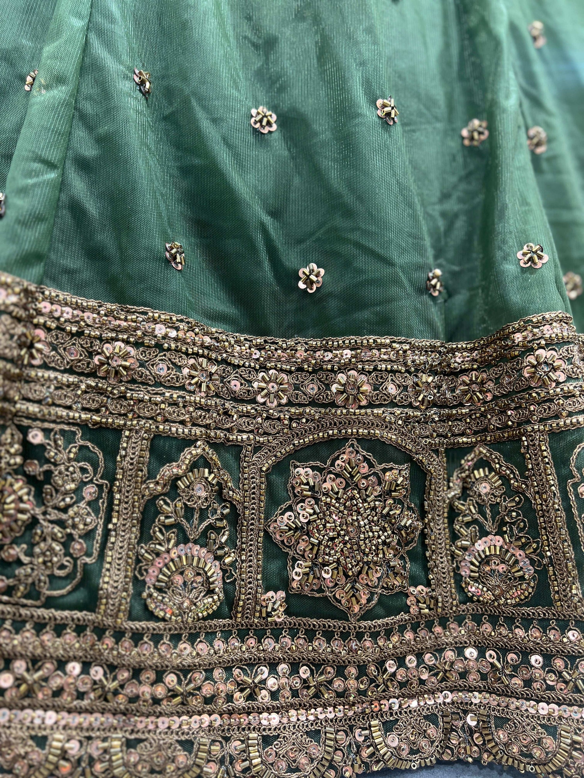 Celestial Collection: Ready-to-Wear Reception and Sangeet Partywear Lehengas Bottle Green