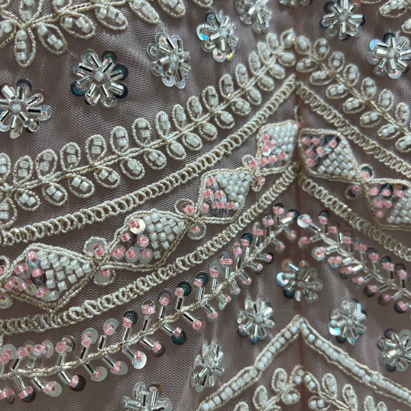 Jazzagals - Beads & Pearls Handwork Soft Lavender Designer Lehenga