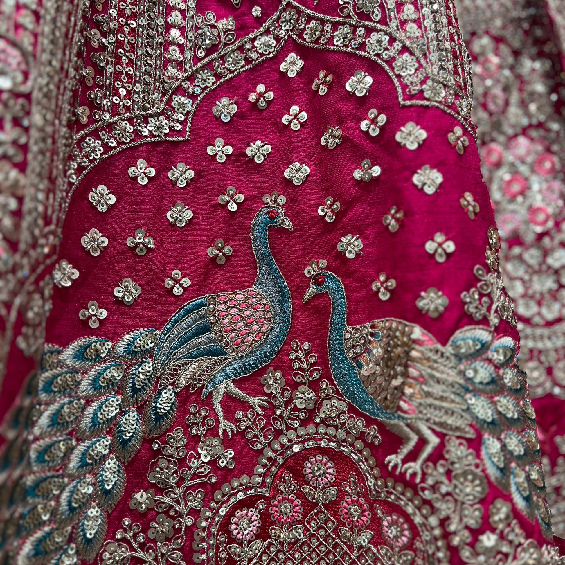 Sangria : Double Dupatta Minimal Rani Pink Bridal Lehenga