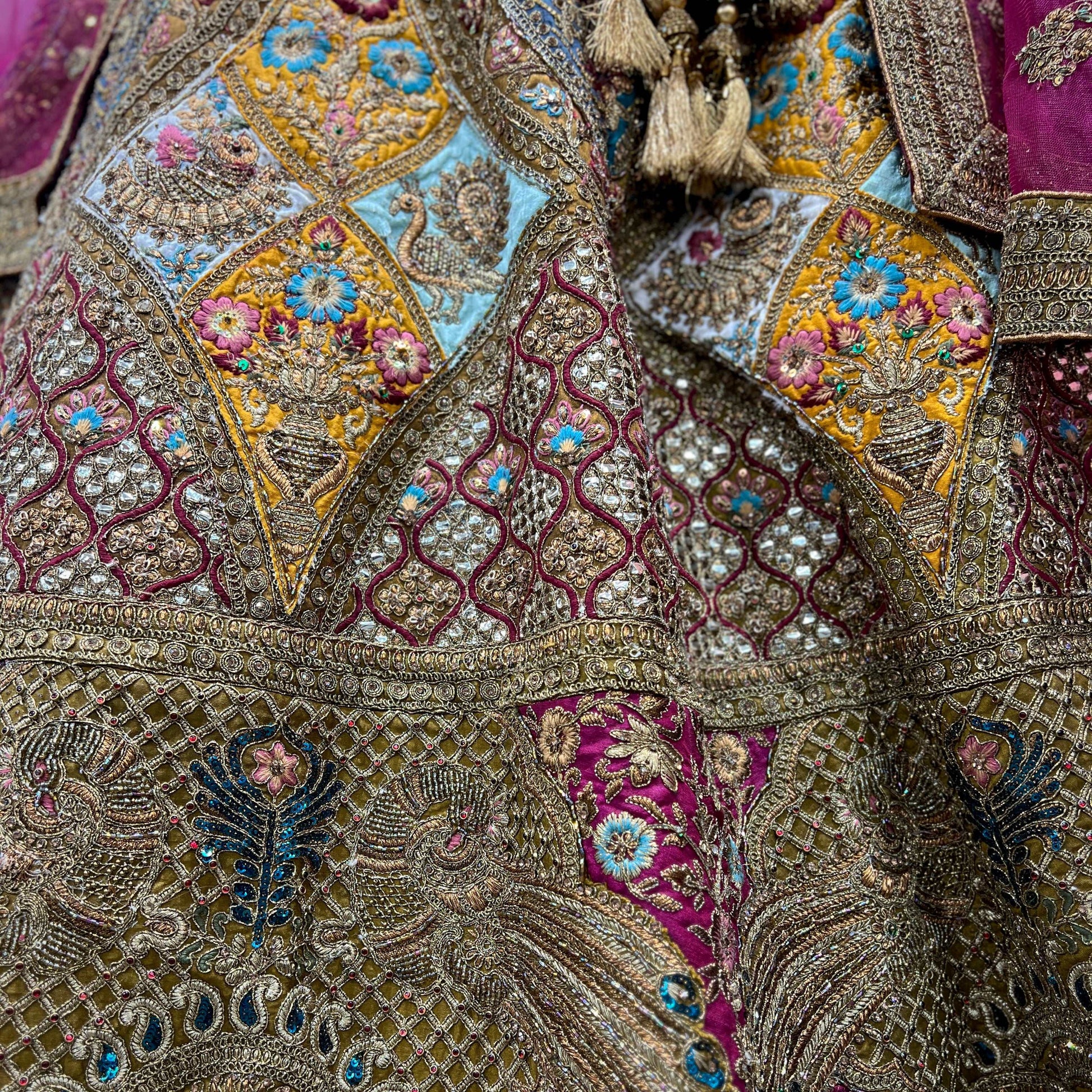 Rajgharana - The Raw Silk Wine Bridal Lehenga