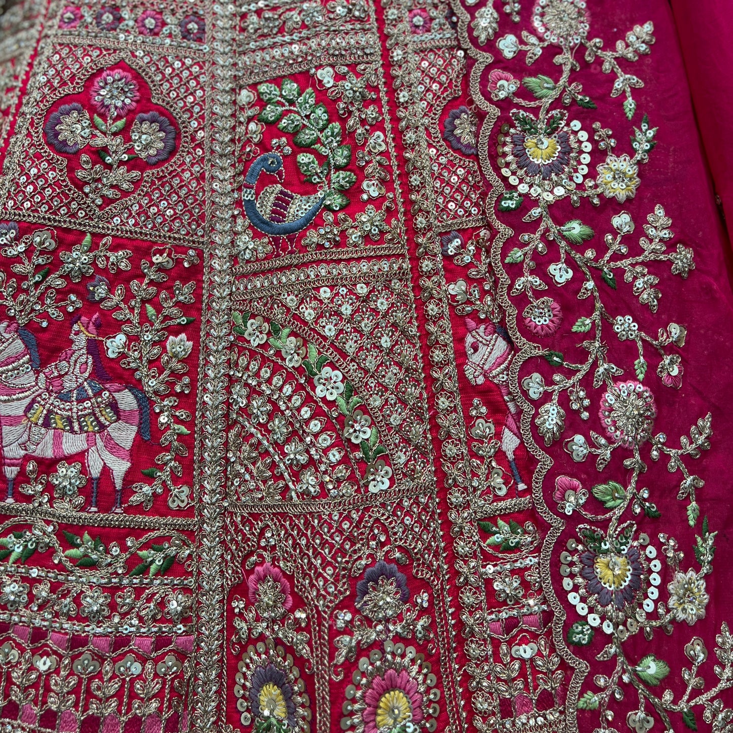 Sangria : Double Dupatta Rani Pink Gorgeous Bridal Lehenga