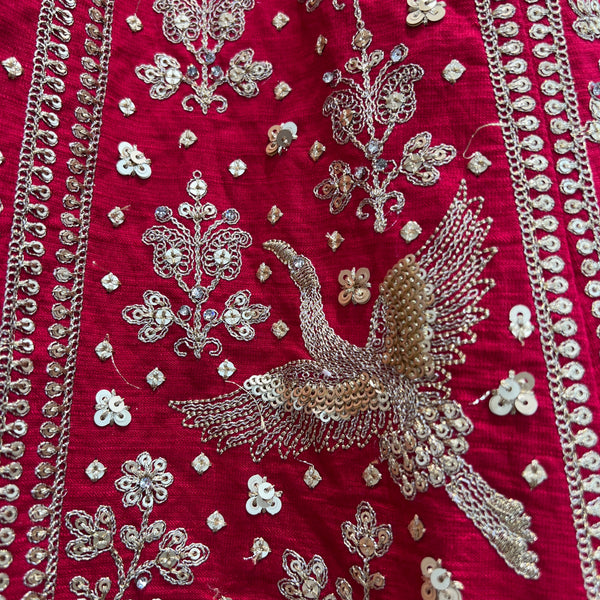 Sangria : Double Dupatta Minimal Rani Pink Bridal Lehenga