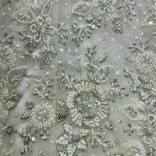 Jazzagals - Delicate Pearl Cutdana Handwork Couture Lehenga White - JMS Studio