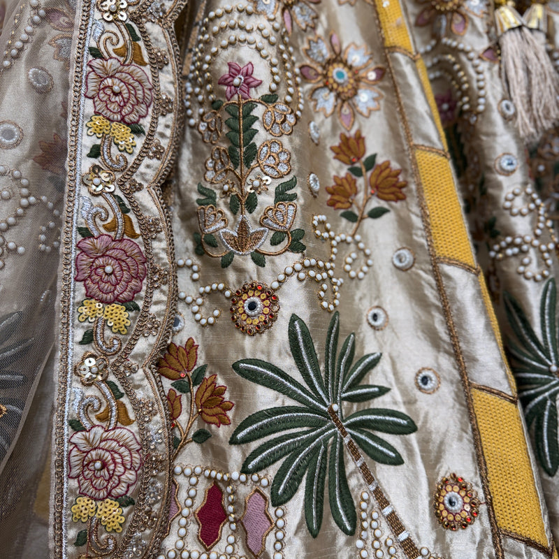 Damsel - Multicolor Patchwork Ivory Shade Carnival Lehenga