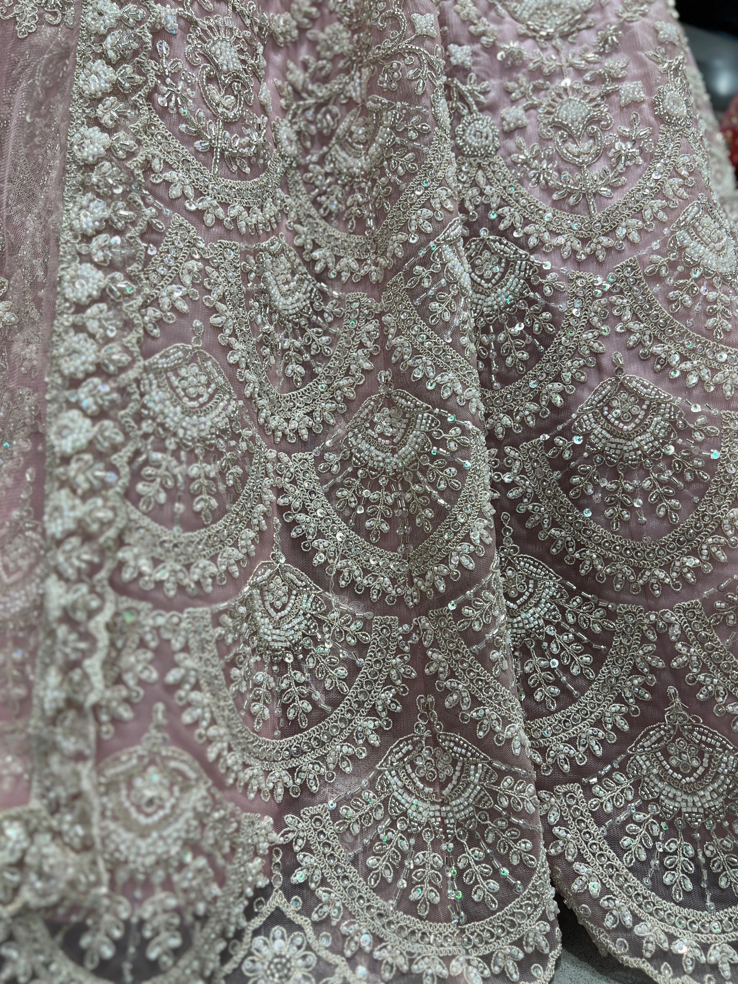 Jazzagals - Beads & Pearls Handwork Blush Pink Lehenga