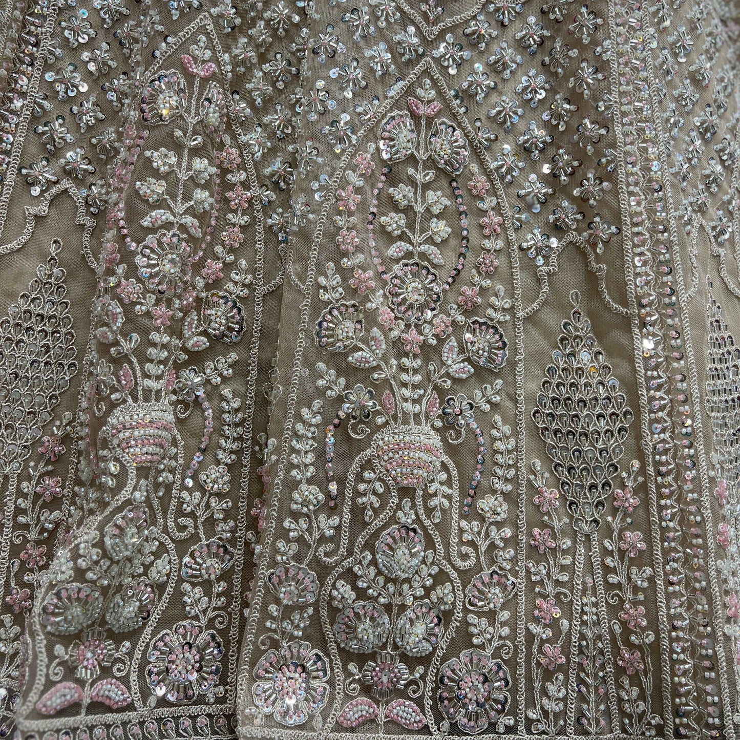 Jazzagals - Beads & Pearls Handwork Off White Lehenga