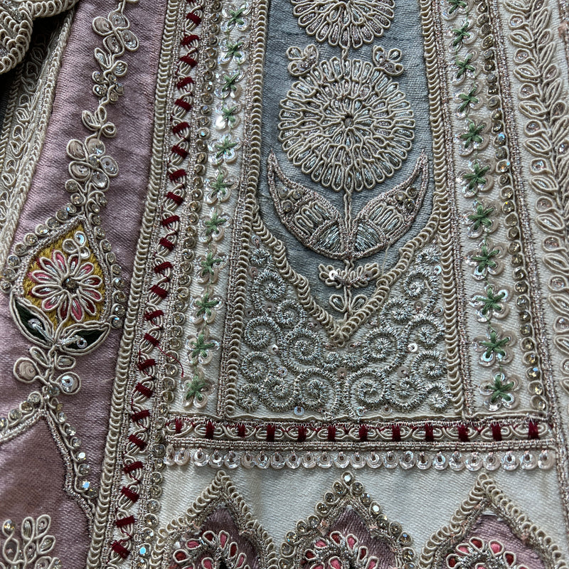 Rosé - Wedding Trousseau in Pastel Hues Raw Silk Off White Bridal Lehenga