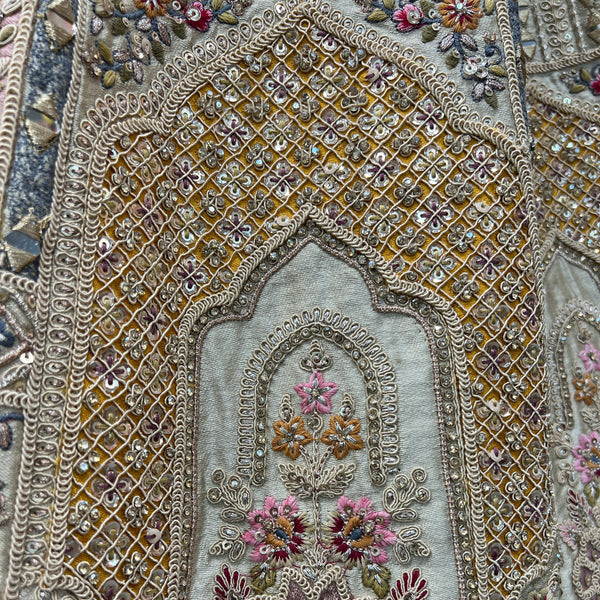 Rosé - Wedding Trousseau in Pastel Hues Raw Silk Off White Bridal Lehenga
