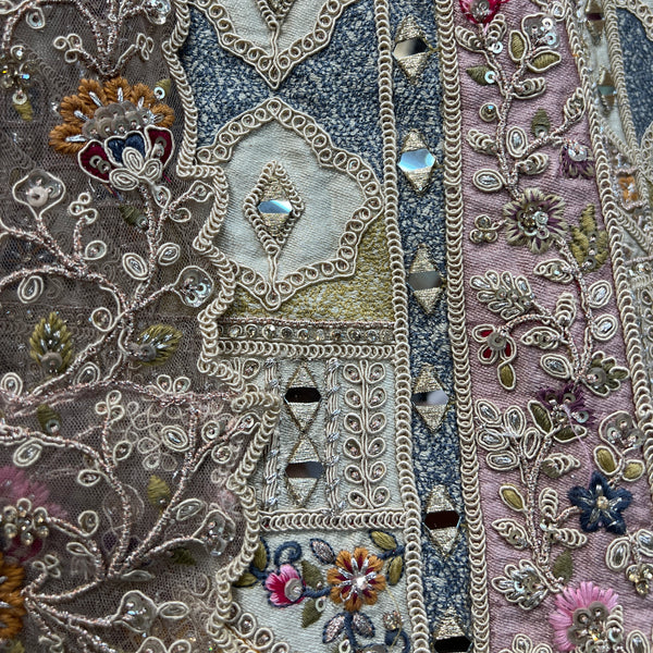 Rosé - Wedding Trousseau in Pastel Hues Raw Silk Off White Bridal Lehenga