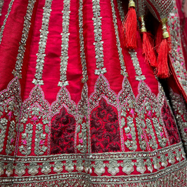 Sangria : Double Dupatta Royal Red Bridal Lehenga
