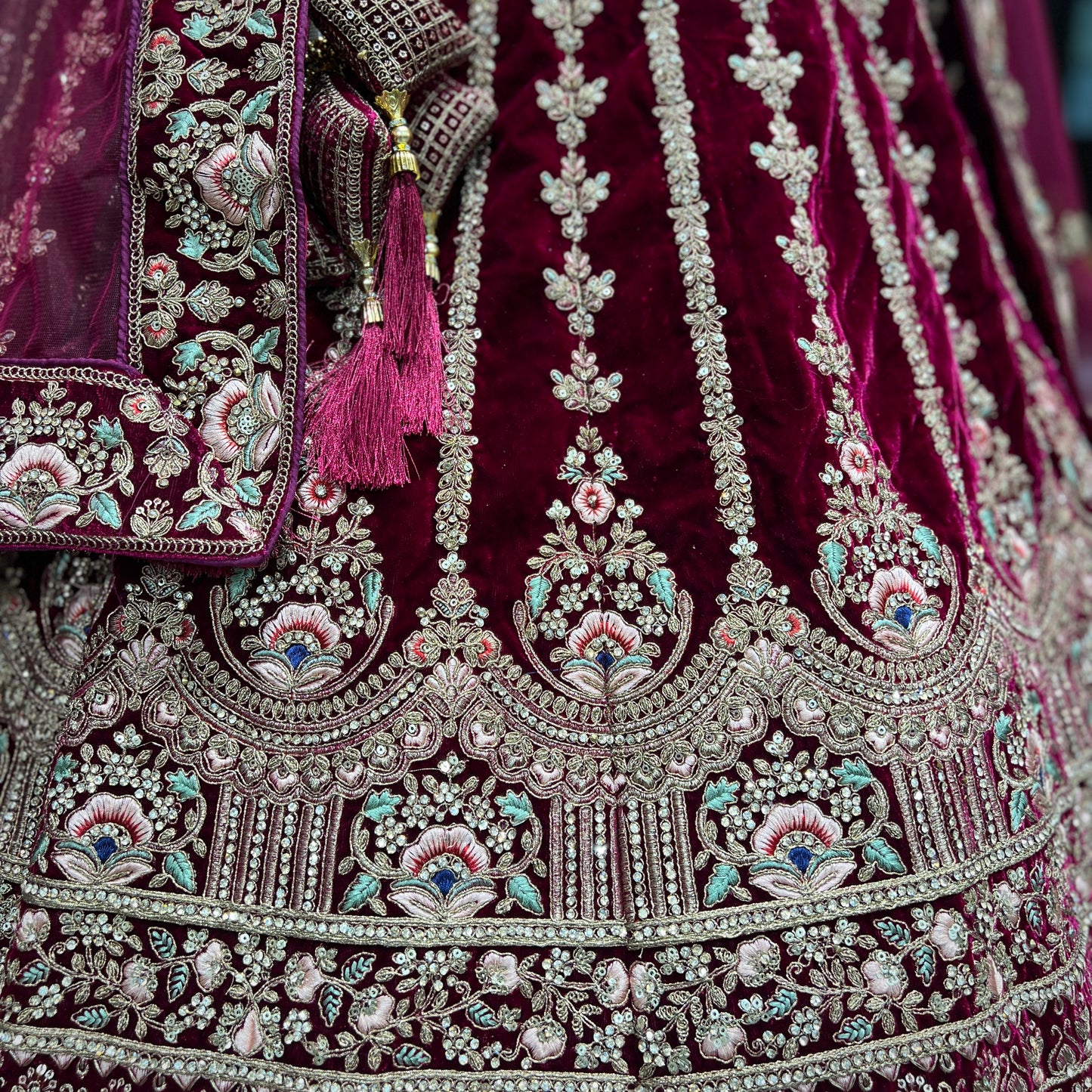 Rajgharana - The Royal Maroon Double Dupatta Bridal Lehenga