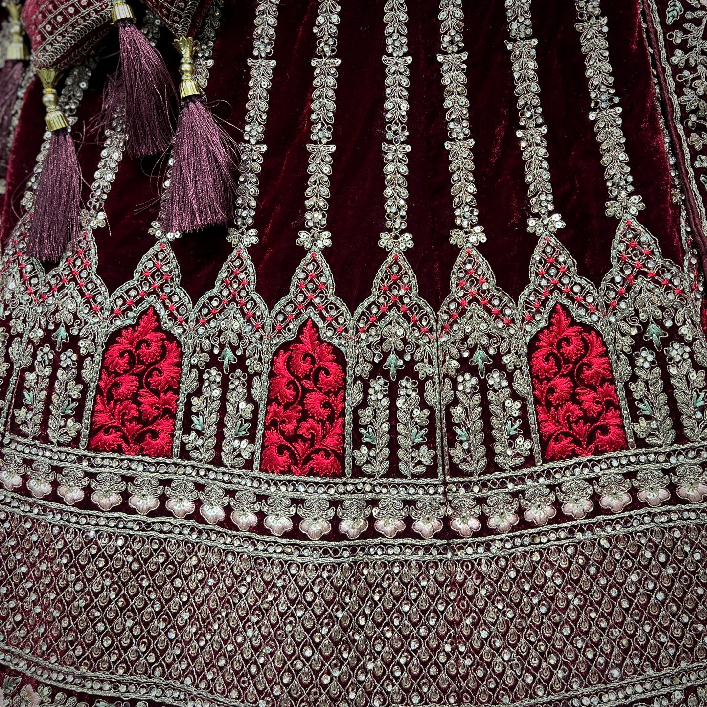 Rajgharana - The Royal Maroon Double Dupatta Bridal Lehenga