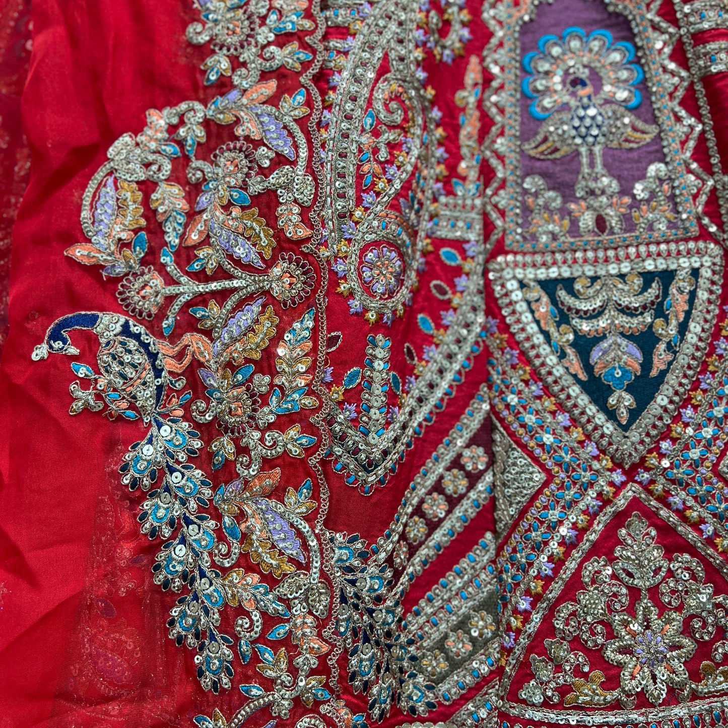 Sangria : Double Dupatta Royal Red Bridal Lehenga