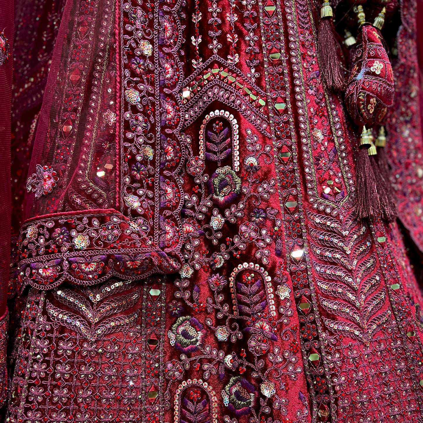 Rajgharana - The Royal Maroon Double Dupatta Bridal Lehenga