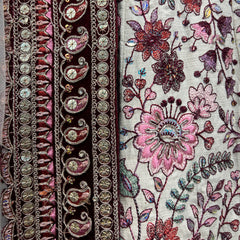 Rosé - Designer Raw Silk Lehenga with Resham and Handwork Double Dupatta
