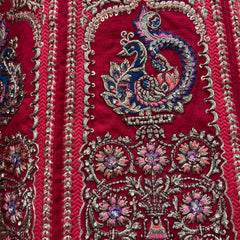 Amrapali - Big Flared Raw Silk Fuchsia Red Royal Wedding Lehenga