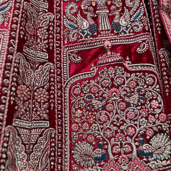 Amrapali - Big Flared  Fuchsia Red Royal Wedding Lehenga