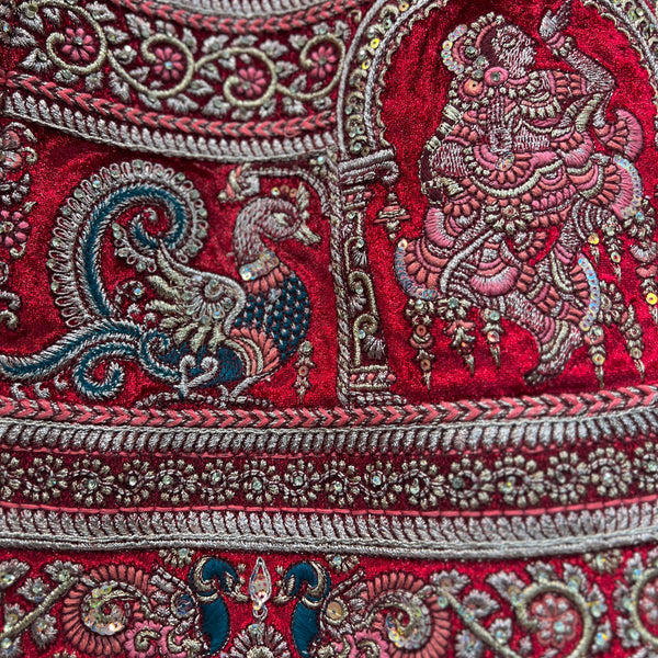 Amrapali - Big Flared  Fuchsia Red Royal Wedding Lehenga