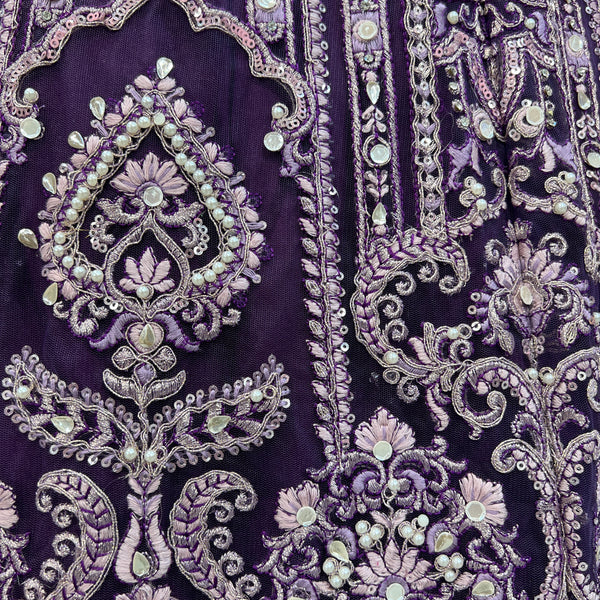 Cherry Blossom - Oceanic Purple Reception Engagement Lehenga With Designer Blouse
