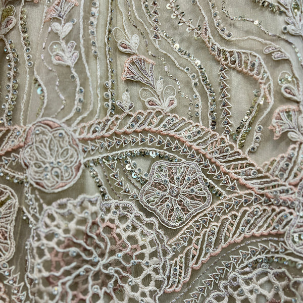 Cherry Blossom - Ivory Reception Engagement Lehenga With Designer Blouse