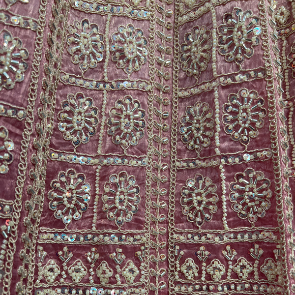 Jazzagals - Beads & Pearls Handwork Tissue Silk Ombre Reception Lehenga Pink