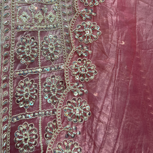 Jazzagals - Beads & Pearls Handwork Tissue Silk Ombre Reception Lehenga Pink