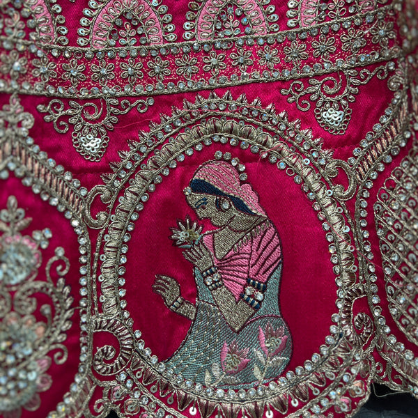 Dulhan in Rani Pink Lehenga : Peacock Design Double Dupatta Bridal Lehenga