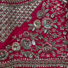 Dulhan in Rani Pink Lehenga : Peacock Design Double Dupatta Bridal Lehenga