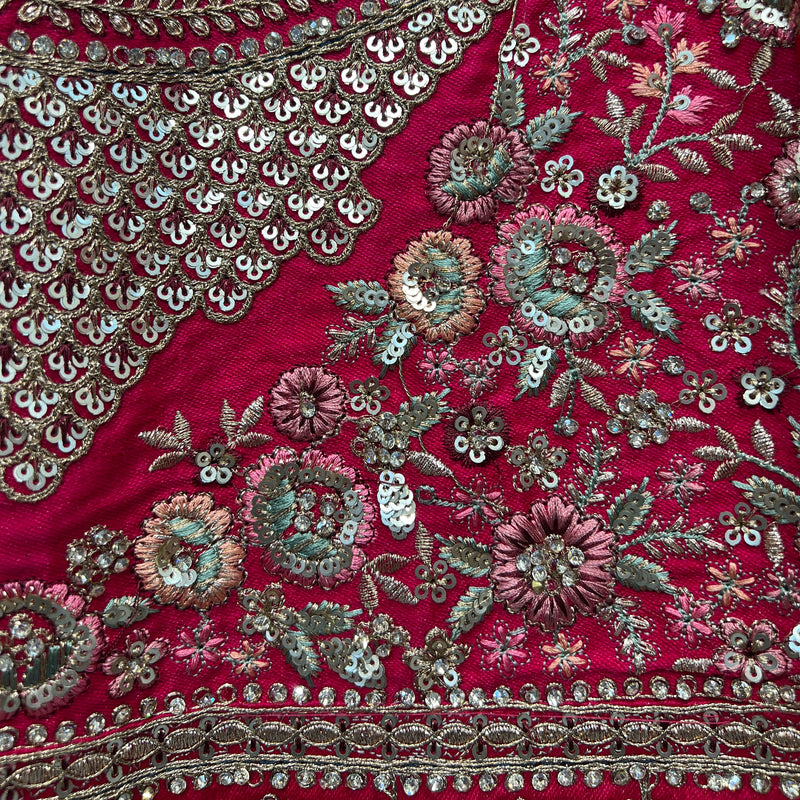 Dulhan in Rani Pink Lehenga : Peacock Design Double Dupatta Bridal Lehenga