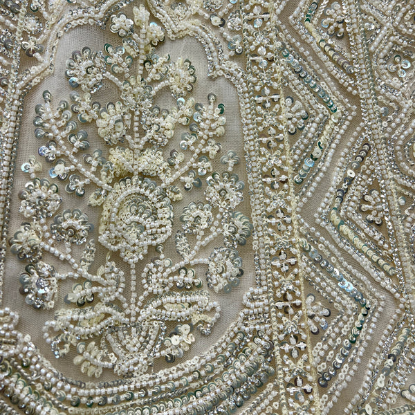Jazzagals - Beads & Pearls Handwork Off White Reception Lehenga