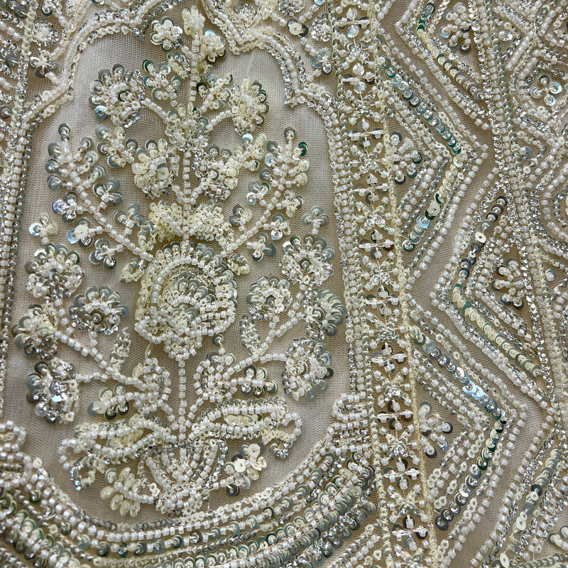 Jazzagals - Beads & Pearls Handwork Off White Reception Lehenga