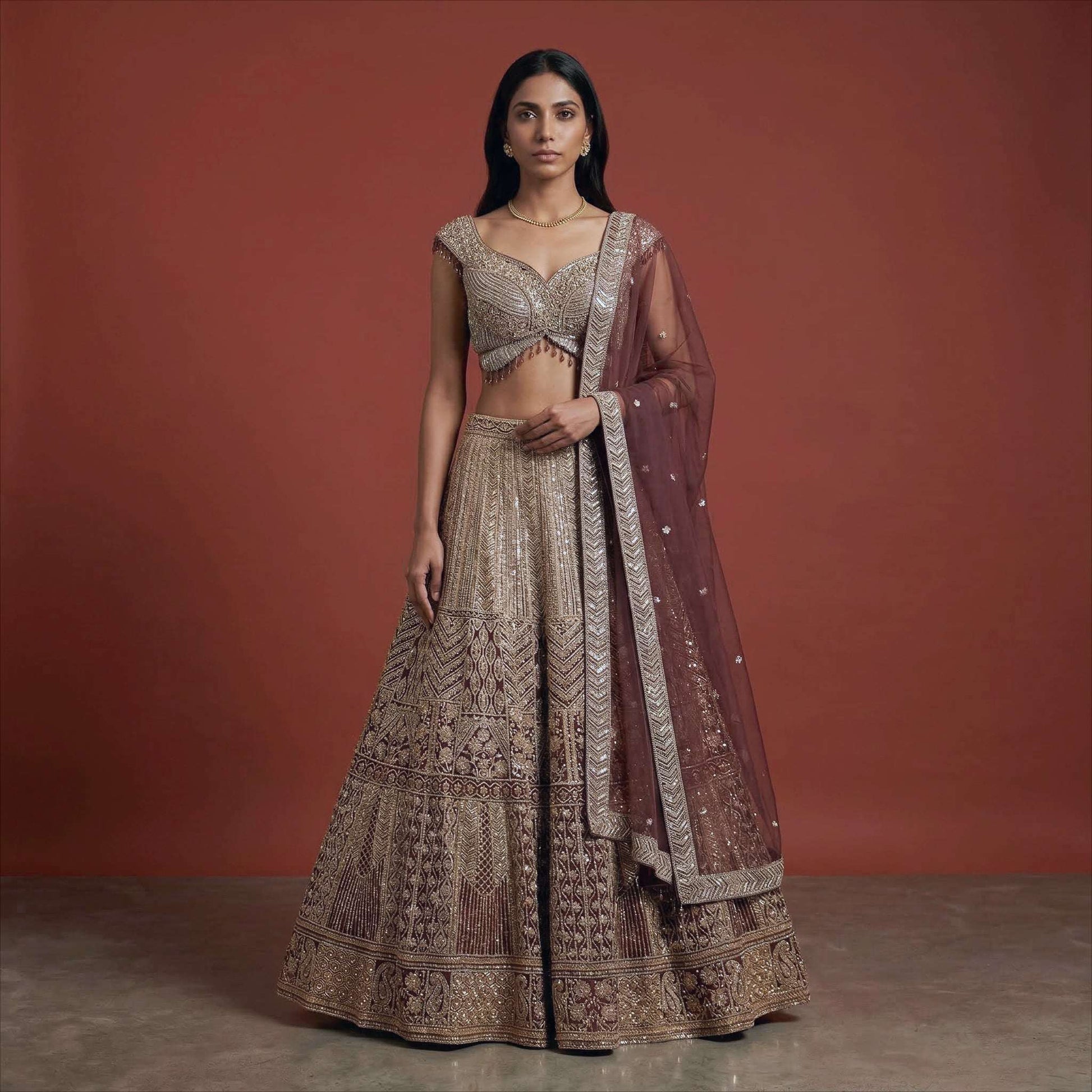 Celestial Collection: Lavender Designer Lehenga with Beads Handwork