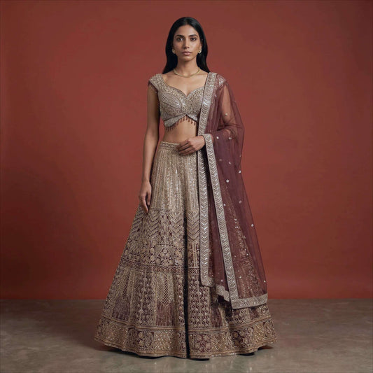 Celestial Collection: Lavender Designer Lehenga with Beads Handwork