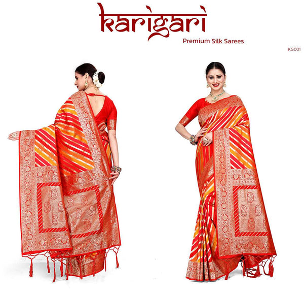 JMS_Studio Designer Kanjivaram Silk Saree With Gold Zari Weave