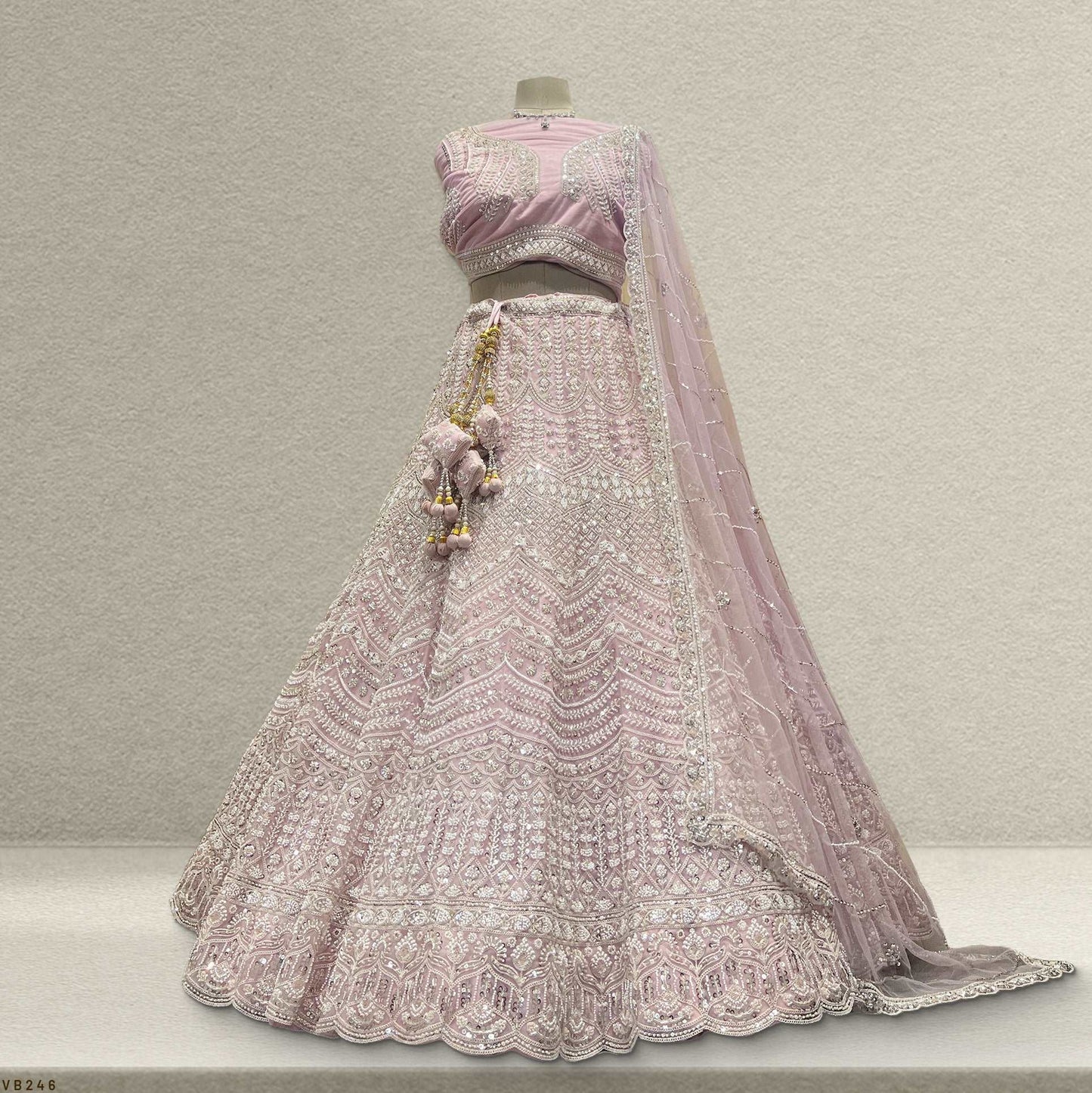 Jazzagals - Beads & Pearls Handwork Soft Pink Color Lehenga