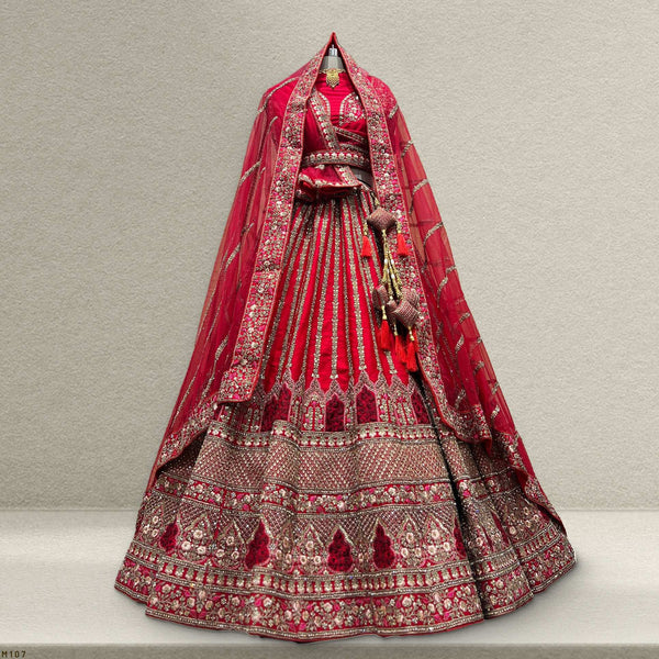 Sangria : Double Dupatta Royal Red Bridal Lehenga