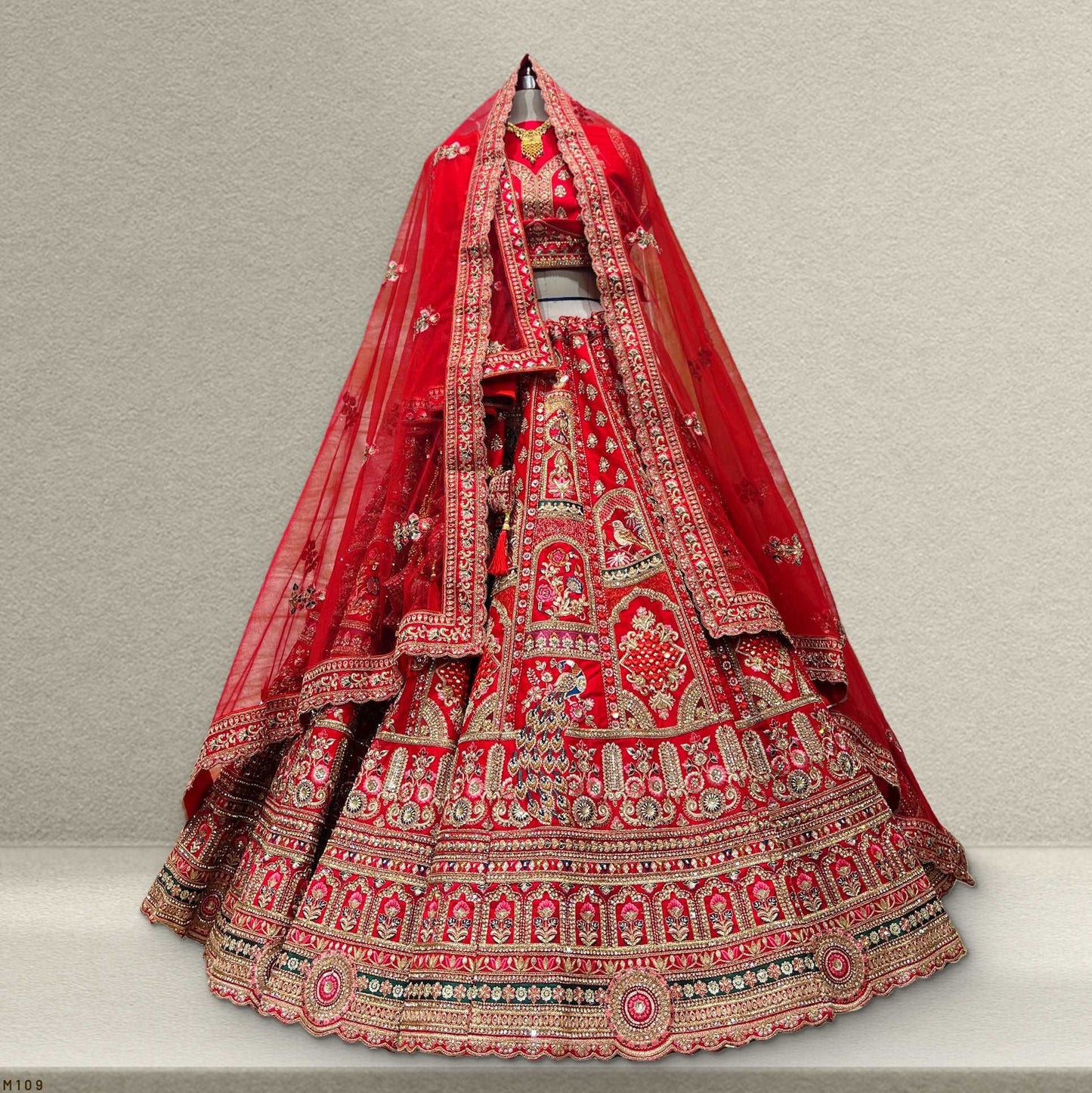 Dulhan in Red Lehenga Elegance: Raw Silk Royal Red Bridal Lehenga