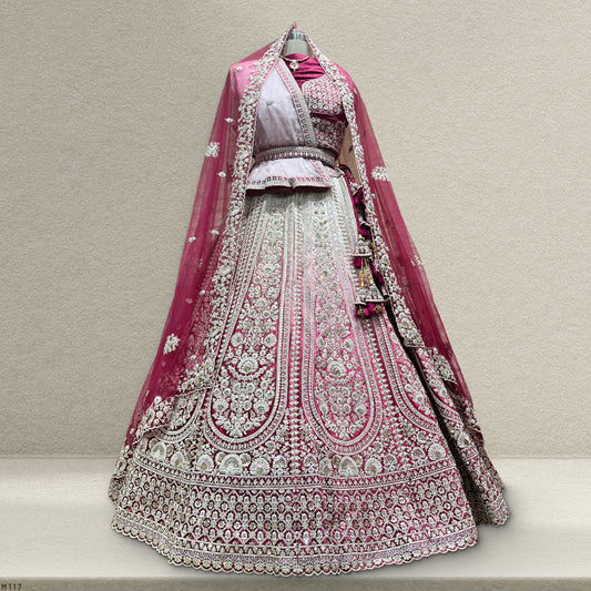 Damsel - Modern Ombre Pink lehenga for Sangeet & Reception