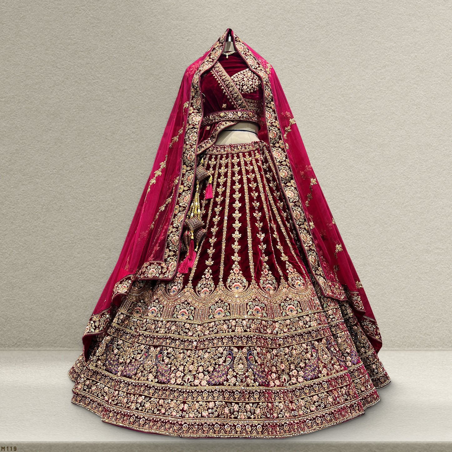 Rajgharana - The Royal Maroon Double Dupatta Bridal Lehenga