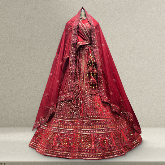 Rajgharana - The Royal Maroon Double Dupatta Bridal Lehenga