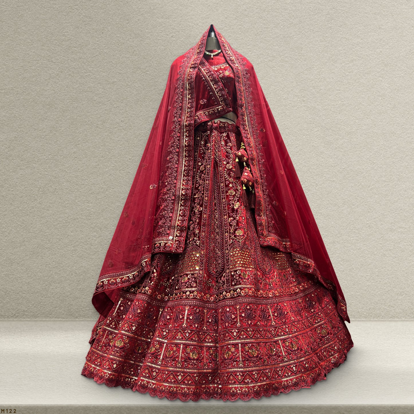 Rajgharana - The Royal Maroon Double Dupatta Bridal Lehenga