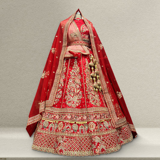 Sangria : Double Dupatta Royal Red Bridal Lehenga