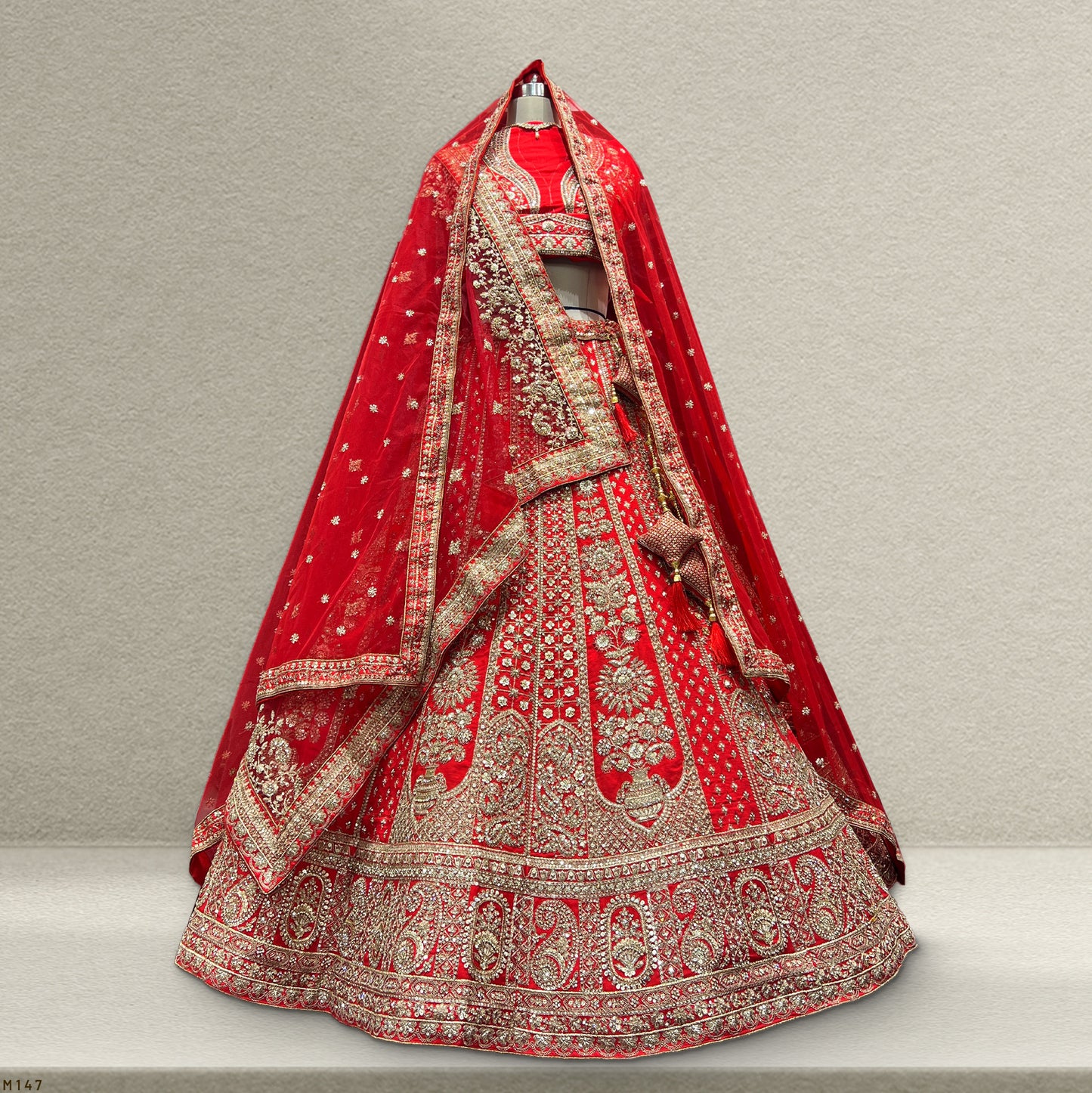 Dulhan in Red Lehenga Elegance: Raw Silk Royal Red Bridal Lehenga