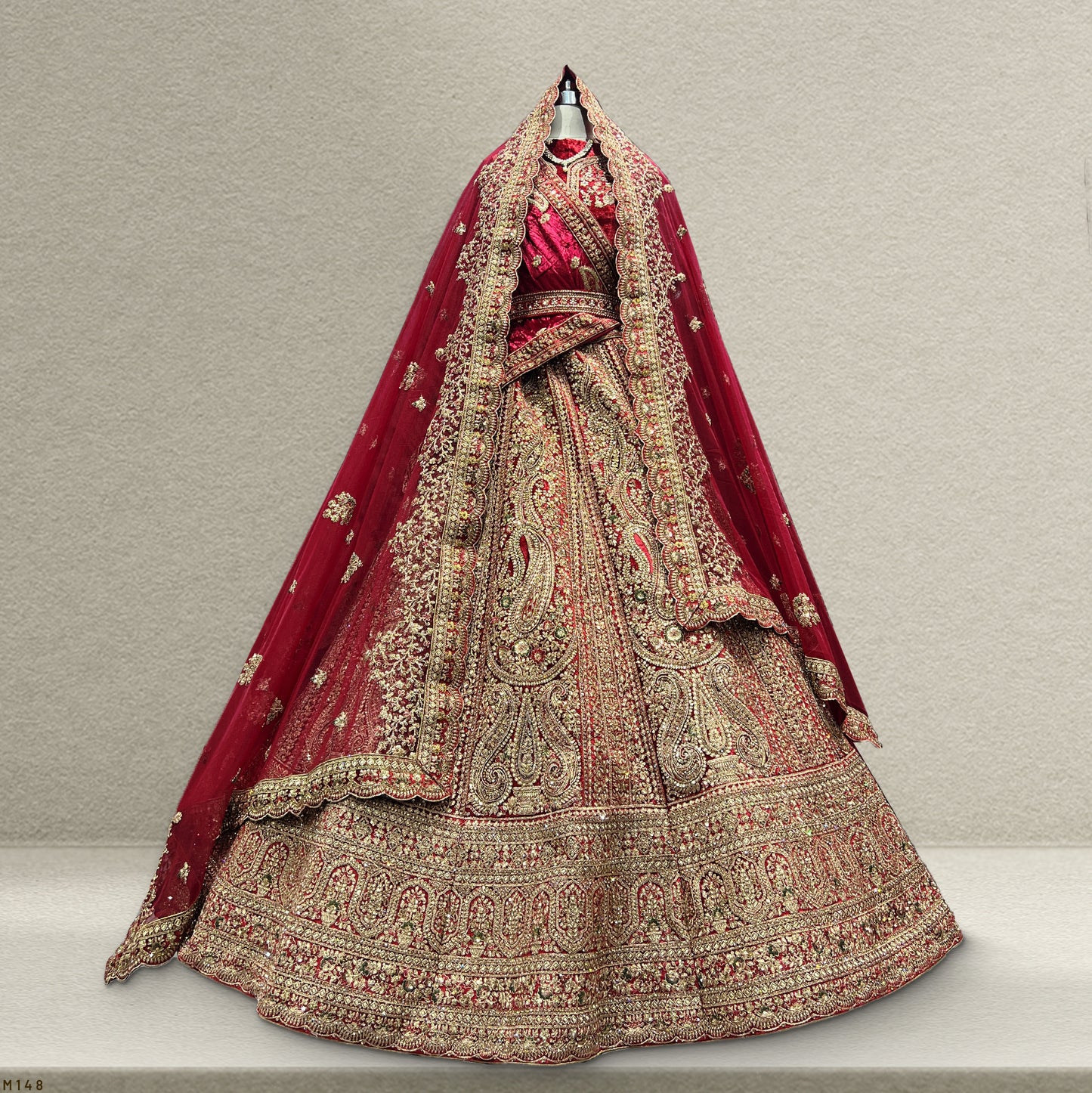 Amrapali - The Royal Rajwadi Maroon Bridal Lehenga