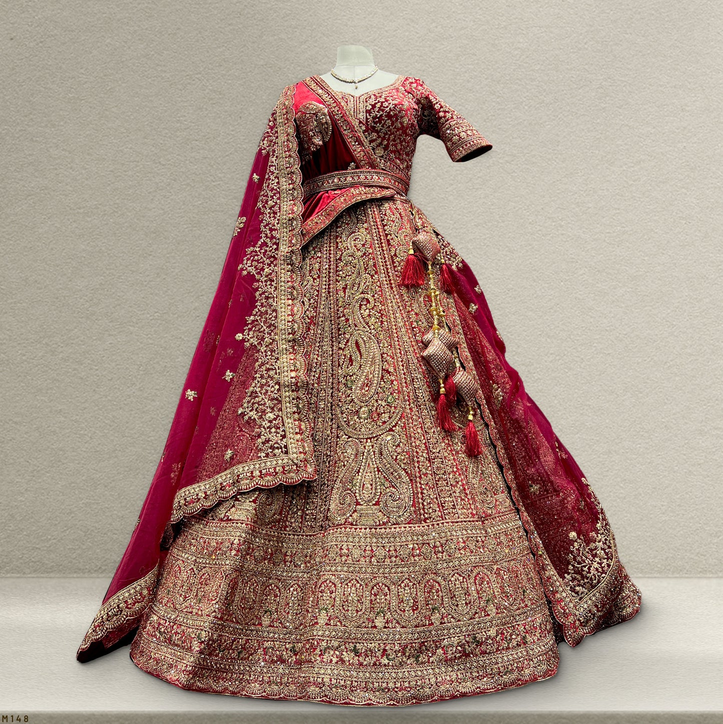 Amrapali - The Royal Rajwadi Maroon Bridal Lehenga JMS Studio {{ Royal Red Bridal Lehenga}}