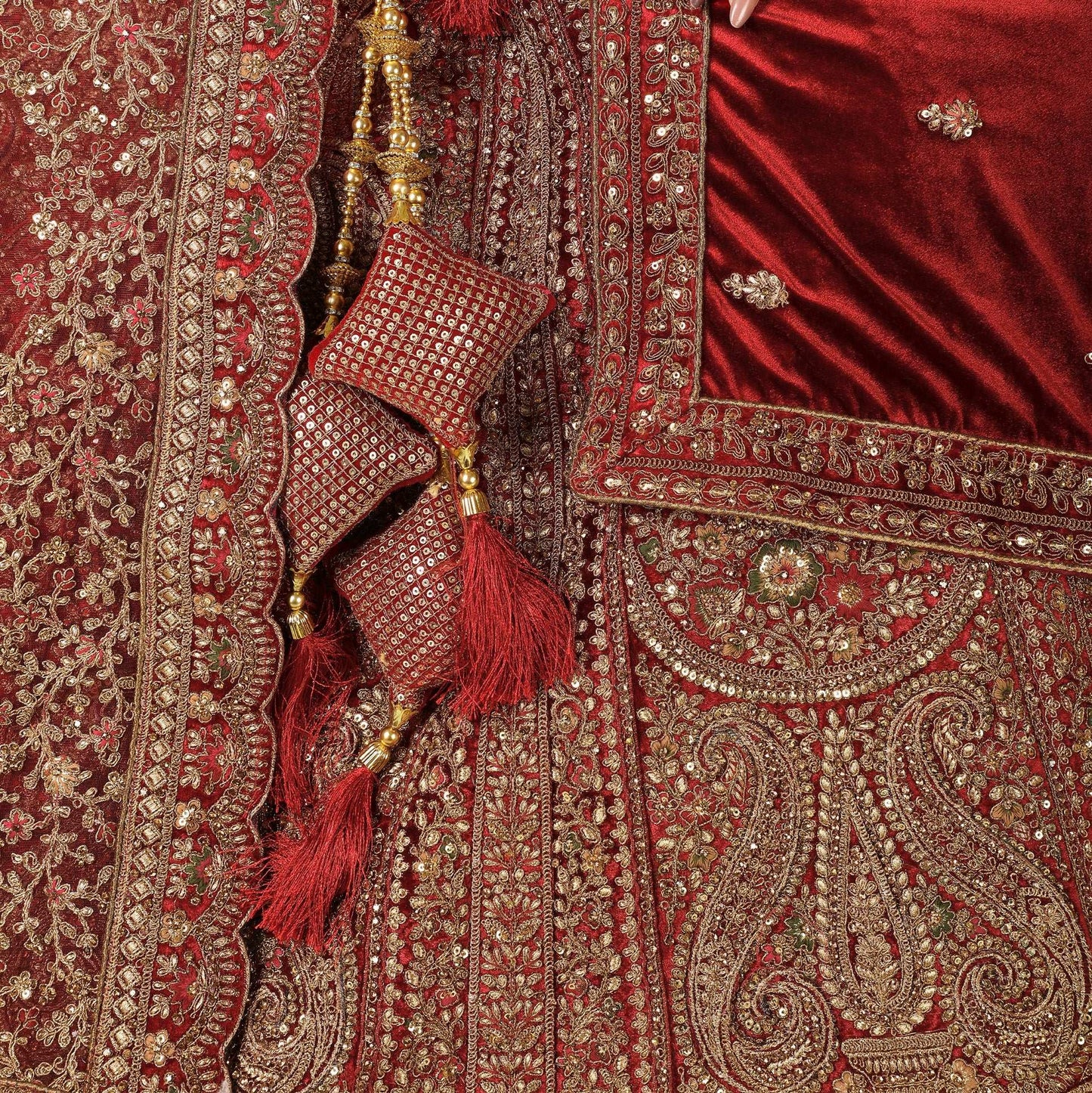 Amrapali - The Royal Rajwadi Maroon Bridal Lehenga