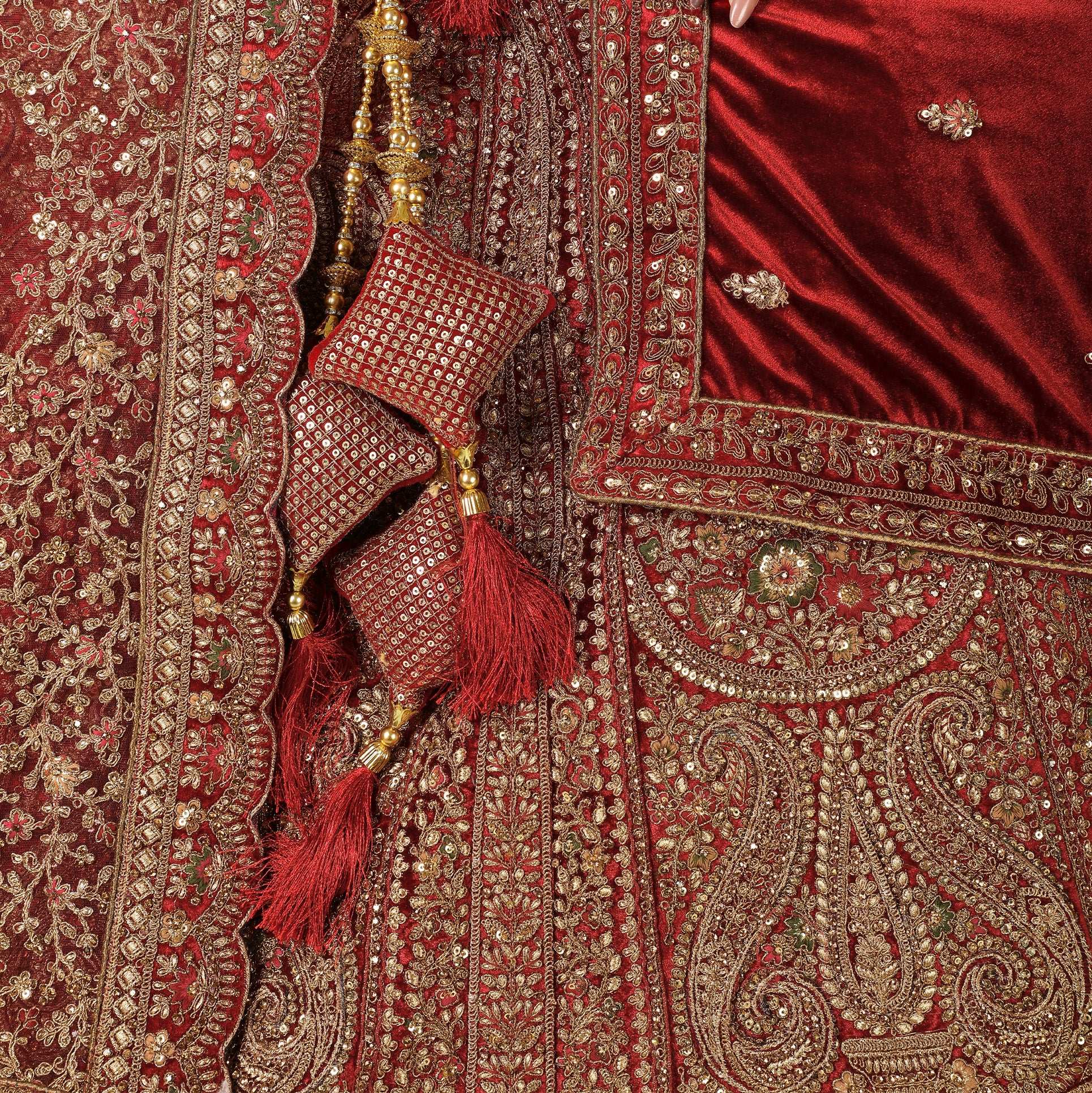 Amrapali - The Royal Rajwadi Maroon Bridal Lehenga